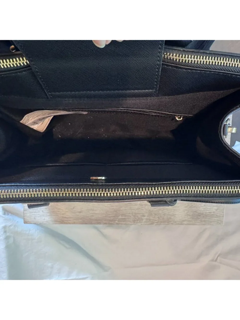 ALDO Black Structured Satchel Shoulder Bag Crossbody Gold Hardware Purse